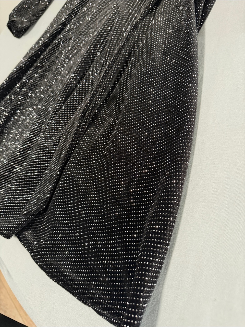 Karl Lagerfeld Black Metallic Wrap Dress with Long Sleeves size 10 - Picture 12 of 15